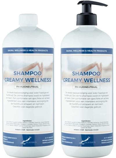 Shampoo Creamy Wellness - 1 liter - 2 Stuks - met pomp - Voordeelverpakking - Haarverzorging