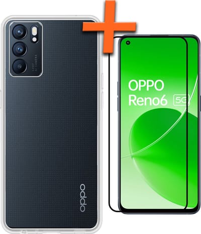 Hoes - Met Screenprotector - Geschikt voor OPPO Reno 6 - Sterk & Shockproof - Back Cover - Siliconen Case - Telefoon Hoes - Transparant