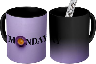 Magische Mok - Foto op Warmte Mokken - Koffiemok - Maandag - Mok - Koffie - Paars - Magic Mok - Beker - 350 ML - Theemok