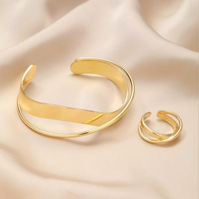Onregelmatige Geometrische Brede Ring, Armband Set, Modieuze Eenvoudige en High-end Sieraden Accessoires