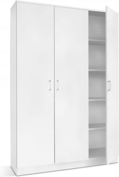Interiax Kledingkast 'Amelie' - Opbergkast met 3 Deuren & 8 Legplanken | Wit | 180x120x40 cm