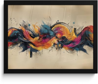 Poster in lijst - Fotolijst 40x30 cm - Posters - Explosie - Kleurrijk - Vormen - Abstract - Posterlijst zwart - Decoratie - Wanddecoratie woonkamer - Muurdecoratie slaapkamer