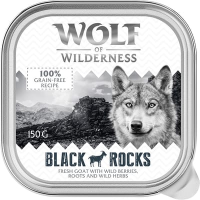 6x150g Adult Black Rocks Geit Wolf of Wilderness Hondenvoer nat