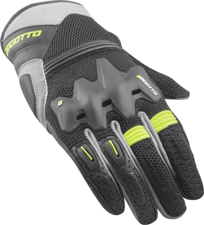 Bogotto Xatran Geperforeerde Zwart Grijs Neon Geel Handschoenen - Handschoen