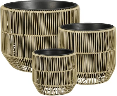 Mica Decorations Peta Bloempot voor Buiten – Set van 3 – Plantenpot voor Bloemen en Buitenplanten – Bloempotten voor Buiten – Groen