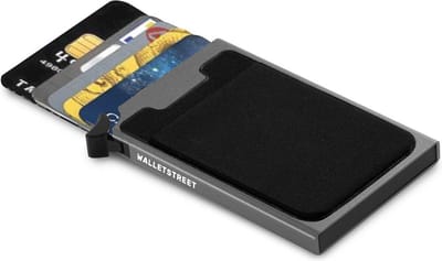 Walletstreet Uitschuifbare Pasjeshouder CB Plus collection-Walletstreet Aluminium Creditcardholder/Creditcardhouder Card Protector Anti-Skim/ RFID Card Protector 7 Pasjes – Kleur grijs/Grey