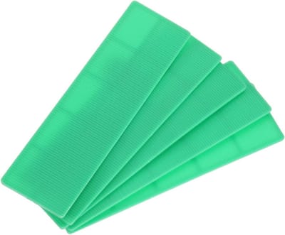 QUARKZMAN 50 stuks onderlegplaten, kunststof afstandhouders, 100 x 28 x 2 mm, tegelwiggen, afstandplaten, compensatieplaten, afstandblokken, onderlegblok, beglazingsblokken voor ramen, groen