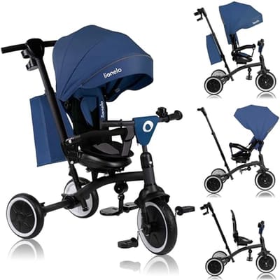 Kinderfiets 2-in-1 - Driewieler loopfiets - Meegroeien met kind - 360° draaibare zitting - Tot 25 kg - Blauw