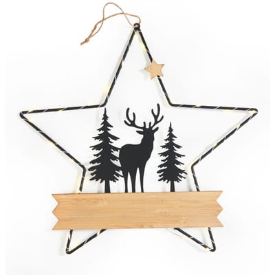 VBS Metalen decoratieve ster "Hert in het bos", met LED
