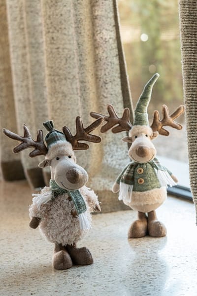 J-Line figuur Eland Sjaal - polyresin - wit/groen - 2 stuks