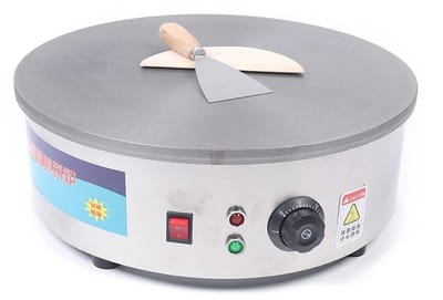 Elektrische pannenkoekenpan - Crêpemaker kookplaat - Lekkere pannenkoeken maken - Grote antiaanbaklaag - 45 cm diameter - Zilver