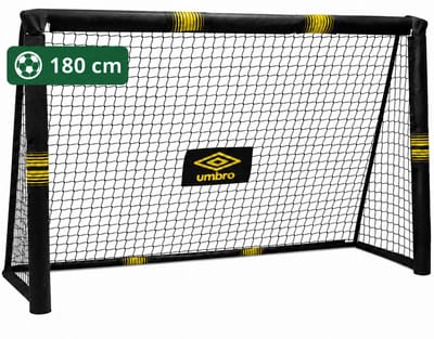 Umbro Voetbaldoel - Voetbal Goal 180 x 120 x 60 cm - Voetbalgoal Groot - Buitenspeelgoed voor Kinderen en Volwassenen - Snelle Montage - Voetbal Training Doel - Metaal - Zwart/ Geel