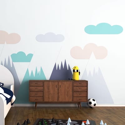 Stickers met Scandinavische bergen voor kinderen, Rikka, 100 x 150 cm