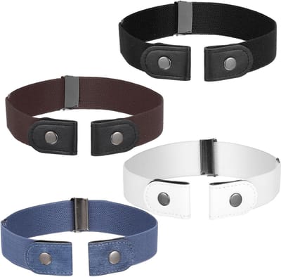 Set van 4 Rekbare Riemen zonder Gesp voor Dames en Heren - Verstelbare Elastische Riemen voor Jeans en Broeken, Comfortabel en Discreet