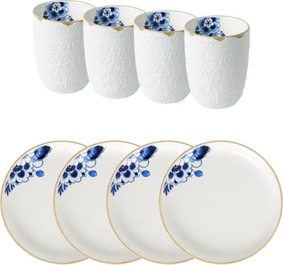 Heinen Delfts Blauw | Koffie met geebak Blauw Bloesem | 2-delig | 4 pers.