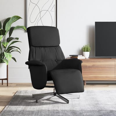 vidaXL - Fauteuil - verstelbaar - met - voetensteun - stof - zwart