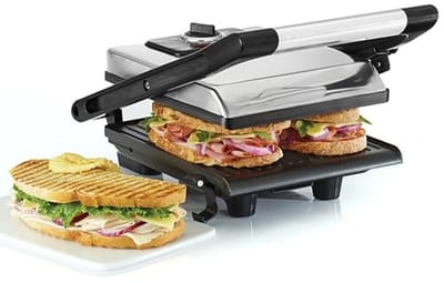 Broodjespers en Grill met Verstelbaar Deksel - Dubbele Anti-aanbakplaten voor Binnengebruik