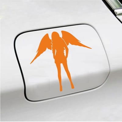 Bumpersticker - Dame Engel - 13 X 14 - Oranje