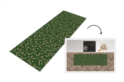 Keukenloper - Loper keuken - Kerstmis - Patronen - Zuurstok - Sterren - 150x50 cm - Keukenloper vinyl