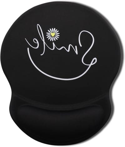 Ergonomische Muismat met Gelkussen en Handsteun voor Comfort en Precisie in Kantoor en Thuiswerkplek - Zwart met Glimlachmotief