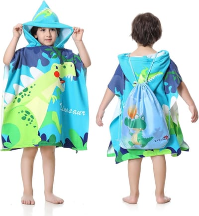 Kinderen Bad Poncho met Kap, Zachte Microvezel Handdoek, Absorberende Strandhanddoek voor Jongens en Meisjes, Ideaal voor Bad en Zwemmen