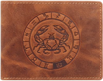 Greenburry - Vintage Lederen Heren Portefeuille Met Kreeft Sterrenbeeld