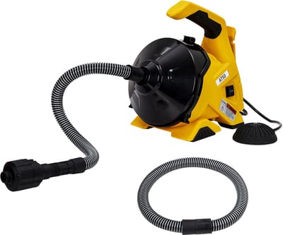 NAVOBIZ Elektrische afvoerontstopper - Gootsteenontstopper - Rioolontstopper - Anti-twist kabel - Gesloten kabeltrommel - Geel