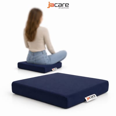 Jacare Zitkussen 45×45×7 cm – Voor Rolstoel en Stoel – Wasbare Hoes – Blauw - 4 cm Koudschuim + 3 cm Traagschuim