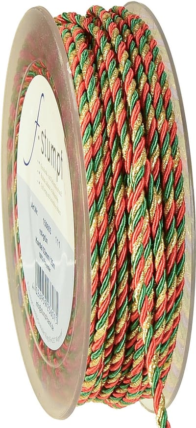 Koord rood groen goud decoratief koord driekleurig koord lint 3mm 25m