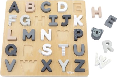Tryco Wooden Alphabet Blocks - Houten Blokkenset - Alfabet en Stapelen - Stimuleert Fijne Motoriek en Letterherkenning - Vanaf 18 Maanden