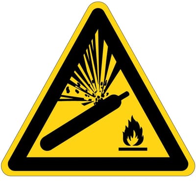 Gasflessen onder druk waarschuwingsbord - W029 | gecoat dibond materiaal | 15 cm