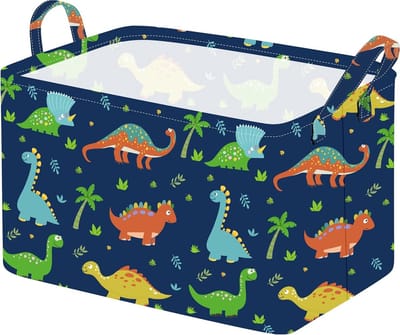 Ronde Wasemmer - Opbergmand - Speelgoed Opbergen - Waterdicht Katoen - 148 Liter - Blauw Dinosaurus
