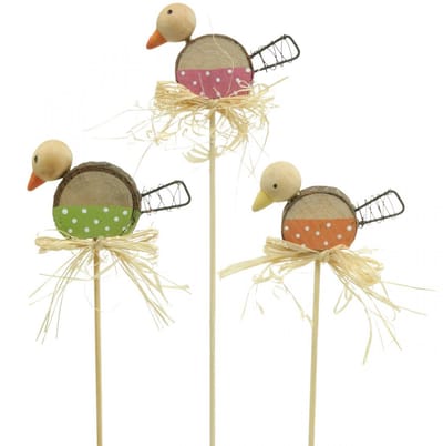 Vogel Bloem Plug Houten Lente Decoratie Decoratieve Vogel op Stok 8cm