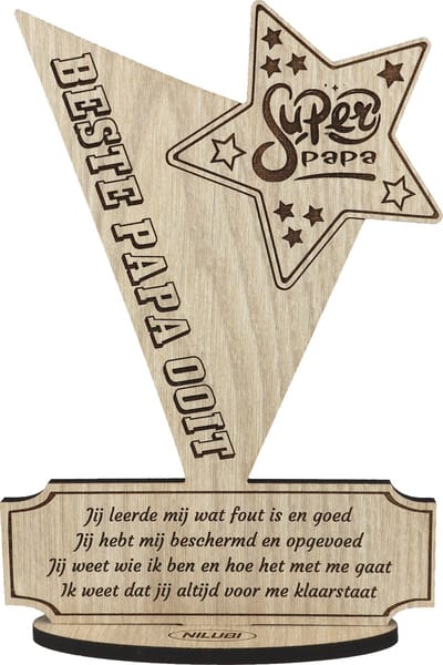 Cadeau Papa | Houten Wenskaart Vader | Geschenk Vaderdag, Kerstmis, Sinterklaas, Verjaardag | Liefste Vake | 17.5 x 25 cm