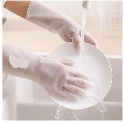 Rubberen Afwas Handschoenen - Keuken Handschoenen Huishoudelijk - Schoonmaken en Klusjes - Waterdicht en Duurzaam - Maat S - Blank
