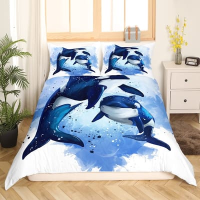 Walvis Dekbedovertrek Twin Maat Oceaan Thema Beddengoed Set Voor KinderenNautische Zeil Dekbed Set Oceaan Dekbed Set Oceaan Decoratie 3 Delen AU Queen(210*210cm)3pcs