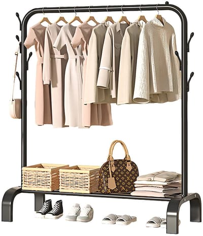 Kledingrek - Kleding Opbergers - Carbon Staal - Zwart - Bestseller 105 cm.