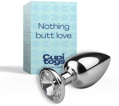 Cupitoys® Metalen buttplug - Zilver - Diamant wit - Small - Sex toys voor vrouwen - Sex toys voor mannen - Buttplugs