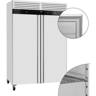 GGM Gastro Kühlschrank Edelstahl ECO - GN 2/1 - 1400 Liter - mit 2 Türen - Innenseite der Tür aus Kunststoff