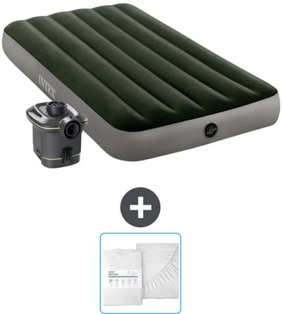 Intex Luchtbed - 1-Persoons - 99 x 191 x 25 cm - Groen - Inclusief pomp en Hoeslaken