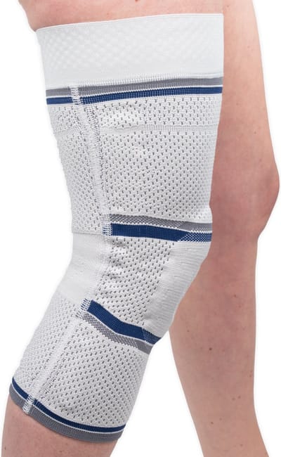 BORT StabiloGen Eco –Compressie Kniebrace Kniebandage met Drukkussens Knieklachten Gonartrose - Maat: 2 (D 29-33cm / F 36-40cm) – Kleur: Zilver