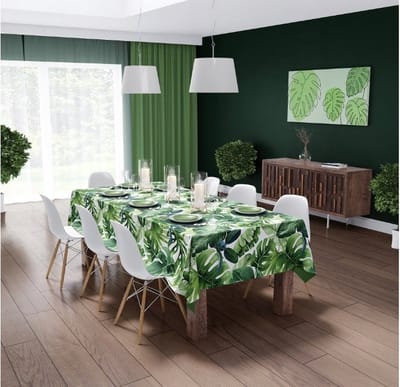 Tafelkleed maat 140 x 220 cm - groene bladeren - zeer elegant