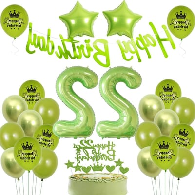 Ballonnen 22 Jaar - Verjaardag Decoratie - Feest Versieren - Rijke Combinatie Set - 32 Inch Folieballonnen - Groen