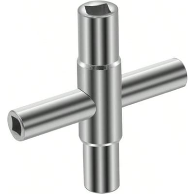 Clé cruciforme 4 en 1 couleur argent pour robinetterie, Clé carrée manuelle pour salle de bain, Outils de quincaillerie ménagers argenté