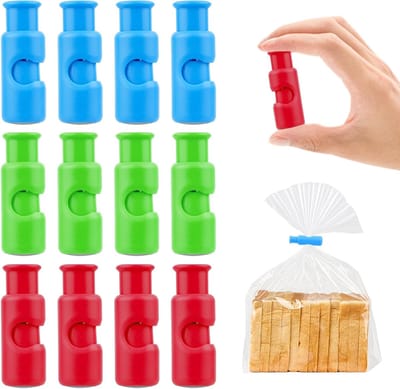 12 stuks zakclips, vrieszaksluitclips voor zakken en zaksluitingen, levensmiddelclips, sluitklemmen voor zakklemmen, zaksluitclips voor zakclips, vrieszaksluiting