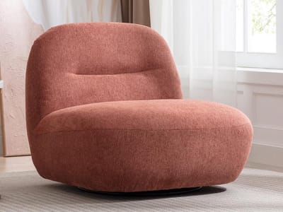 Vente-unique Draaifauteuil van terracottakleurige stof met textuur POZETI