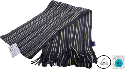 P&T Mannen Sjaal Gestreept - Grijs-Geel - 180 x 25 cm