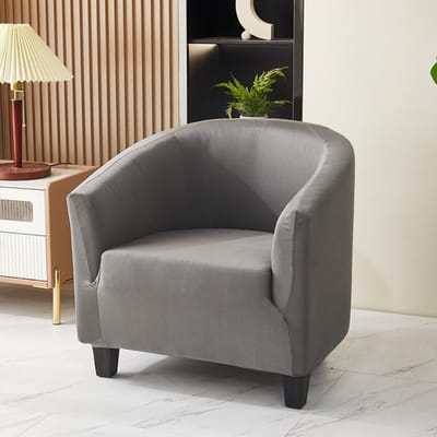 Housse de Fauteuil Club Solide Housse Extensible pour Fauteuil Tonneau Housse de Chaise de Salle à Manger Baignoire Imprimée Housse Douce en Spandex pour Fauteuil Canapé 1 piece