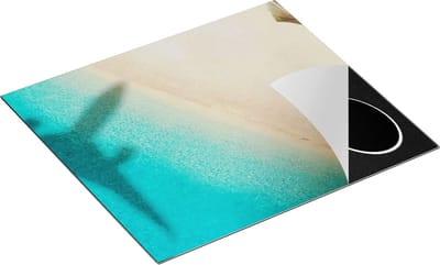 Chefcare Inductie Beschermer Silhouet van een Vliegtuig op het Strand - 60x50 cm - Afdekplaat Inductie - Kookplaat Beschermer - Inductie Mat
