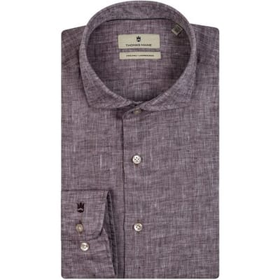 Thomas Maine Overhemd Roma Modern Kent Linnen Délavé by Albini Bruin / male